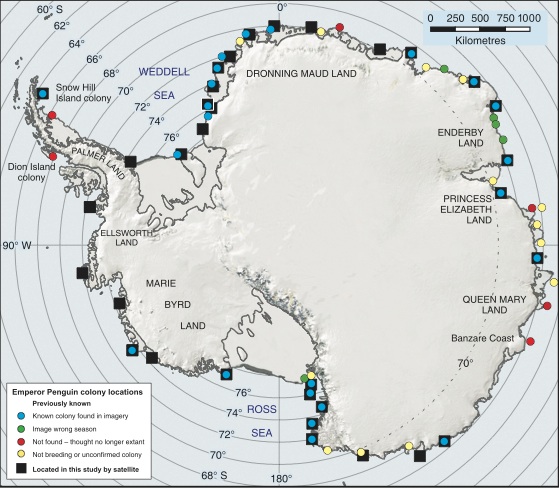 La carte des populations de manchots © British Antarctic Survey