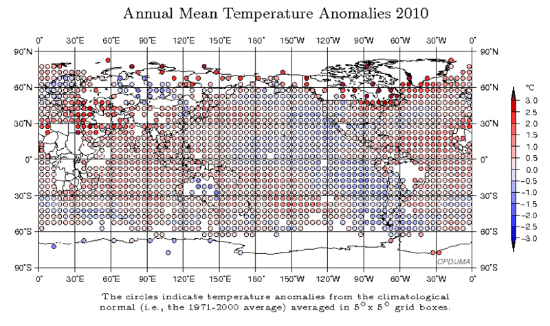 Anomalies de température vue par l'Agence japonaise de météorologie © JMA